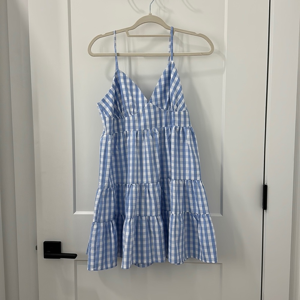 Caitlin Covington - The Charleston Gingham Blue Mini Dress